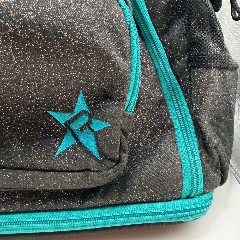 Rebel Athletic Dream Backpack Black Glitter Teal Accents Cheer Athletics